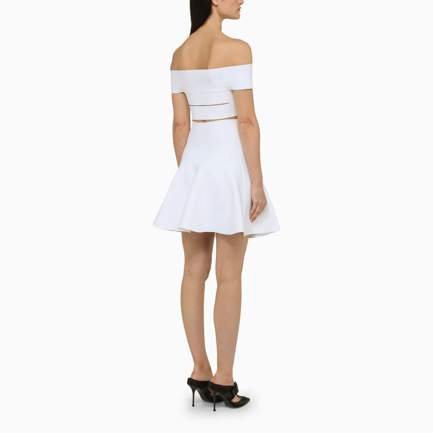 Alexander McQueen    Alexander Mc Queen White Short Dress With Cut Out