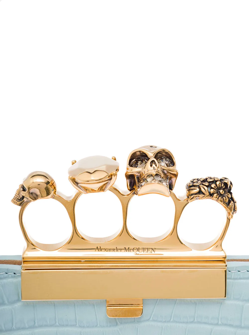 Alexander McQueen Four-Ring Embossed Clutch Bag