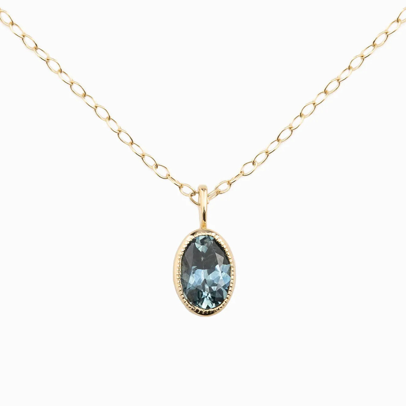 Blue Montana Sapphire Bezel Set Charm Necklace (One of a kind)