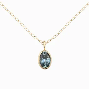 Blue Montana Sapphire Bezel Set Charm Necklace (One of a kind)