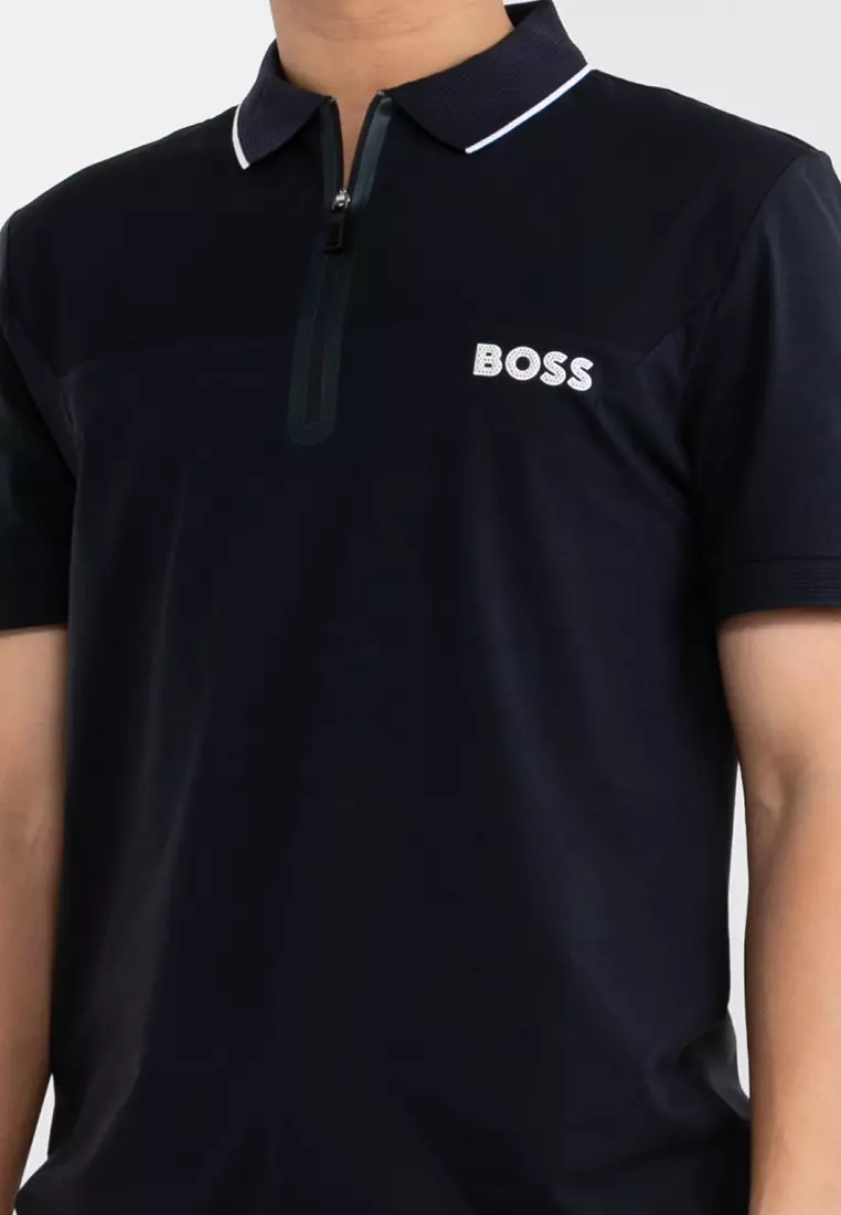 BOSS Zipper Jersey Polo Shirt