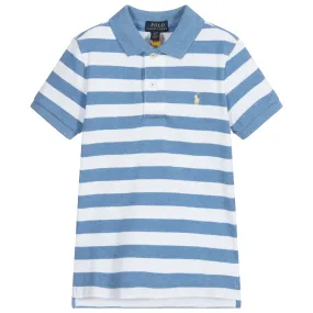 Boys Blue Stripe Polo Shirt 
