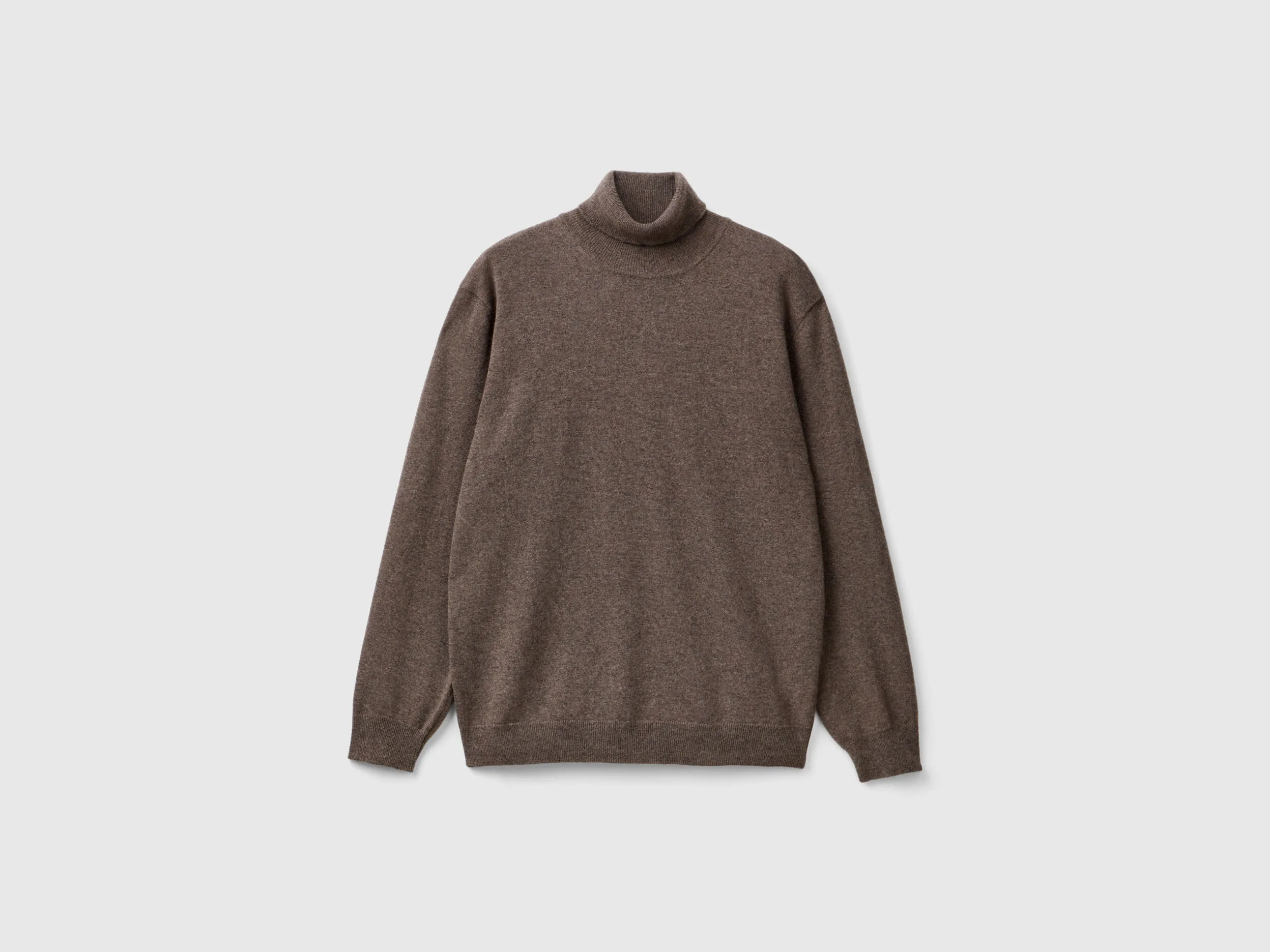 Brown turtleneck in pure Merino wool - Dark Brown | Benetton