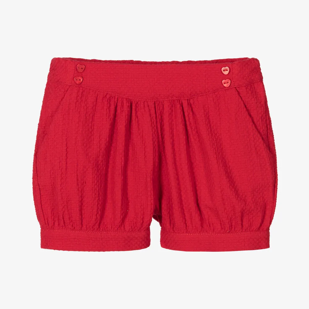 Girls Red Cotton Shorts