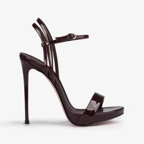 GWEN SANDAL 120 mm Plum purple patent leather sandal