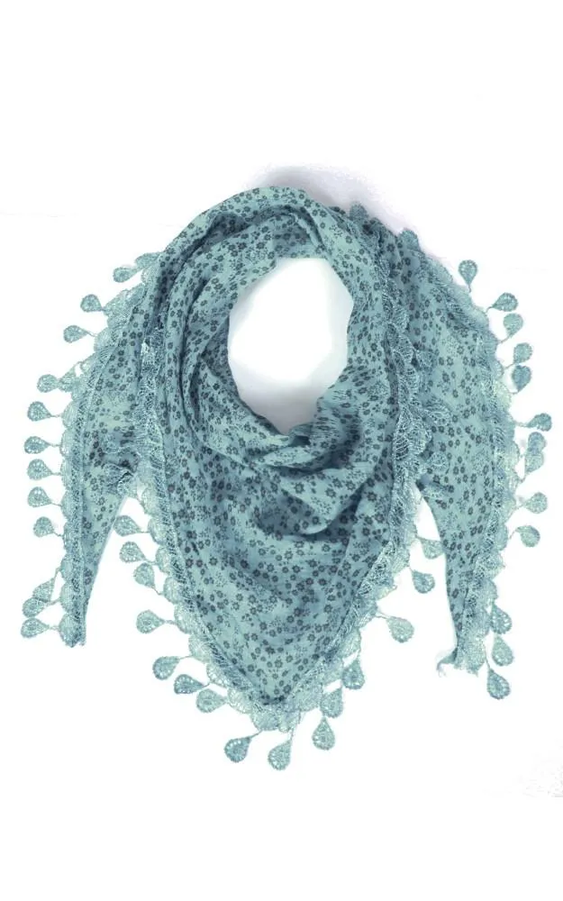 JC021604 Multi Pattern Lace Triangle Scarf