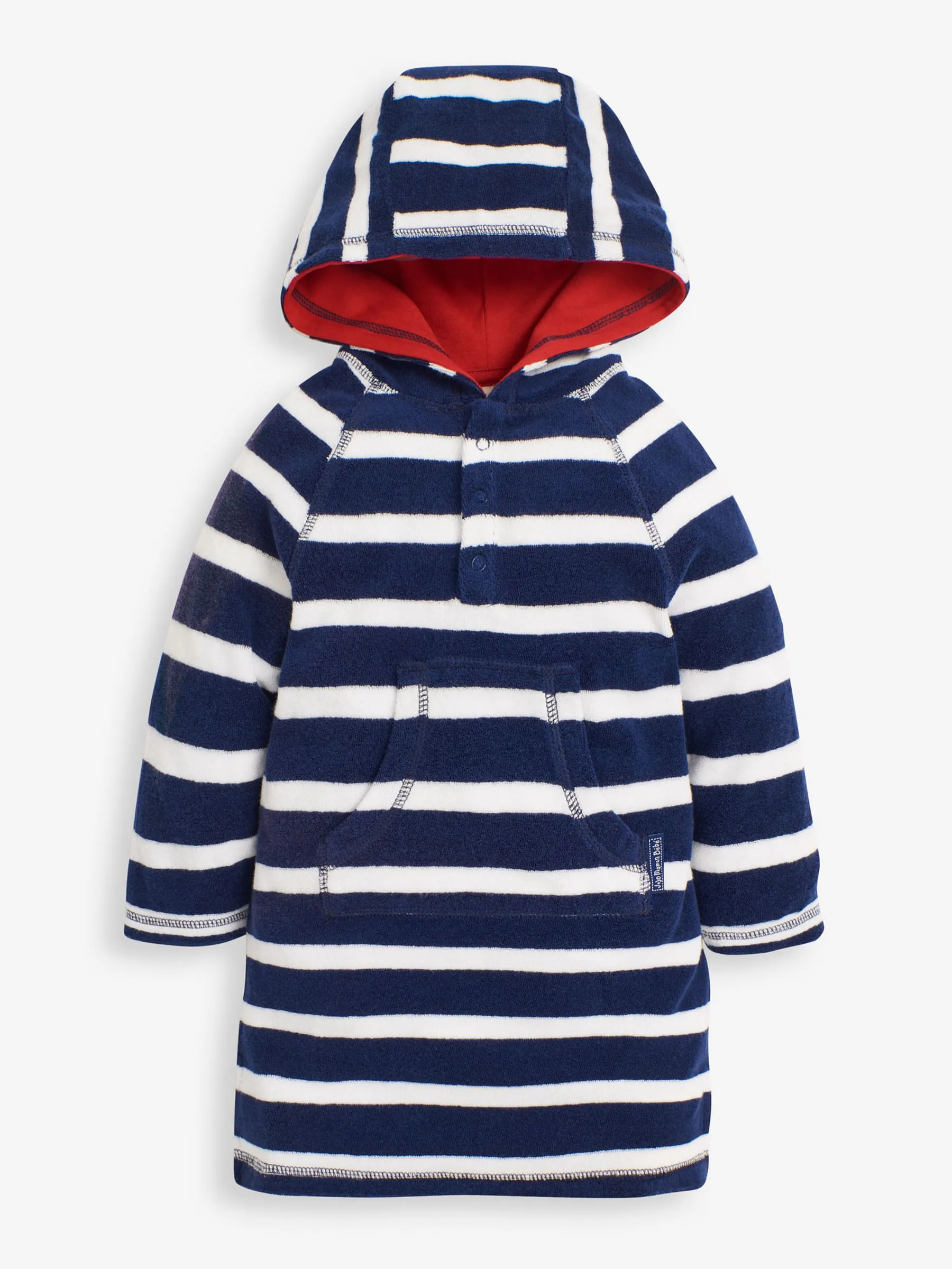 Navy Stripe Towelling Hooded Pull On