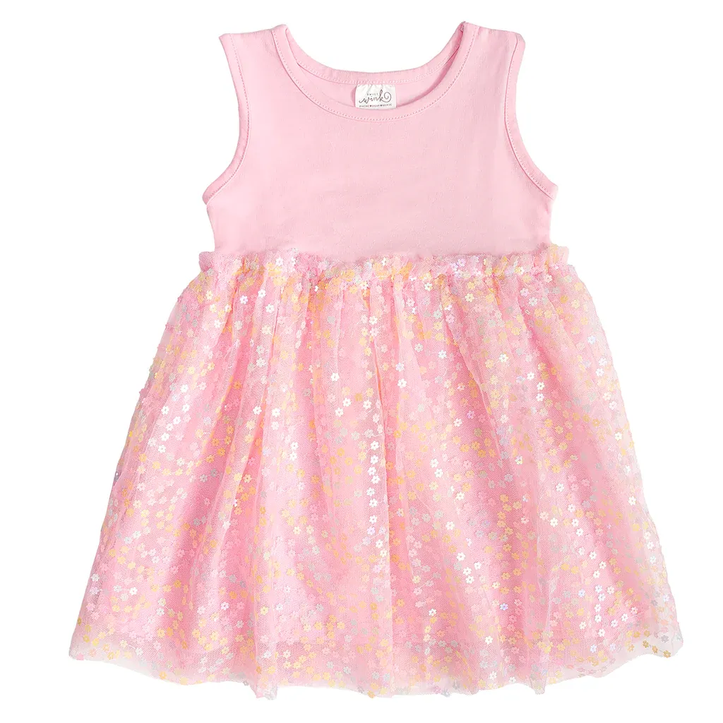 Pink Confetti Flower Tank Dress