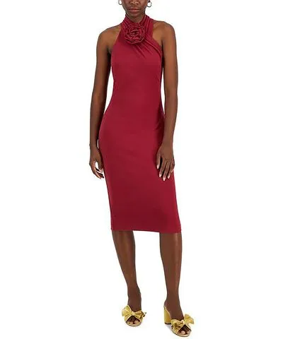 RACHEL Rachel Roy Harland Womens Knit Rosette Sheath Dress