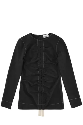 Ruched Jacquard Blouse