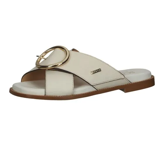 SCAPA Damen Echtleder-Slipper Pantolette Sommer-Schuhe Schlupf-Schuhe Made in Italy 1099441-45 Beige