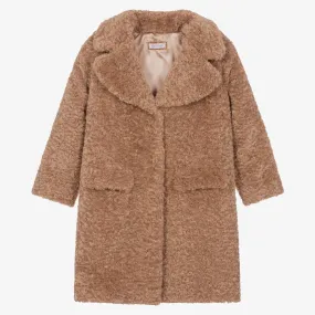 Teen Girls Beige Teddy Fleece Coat
