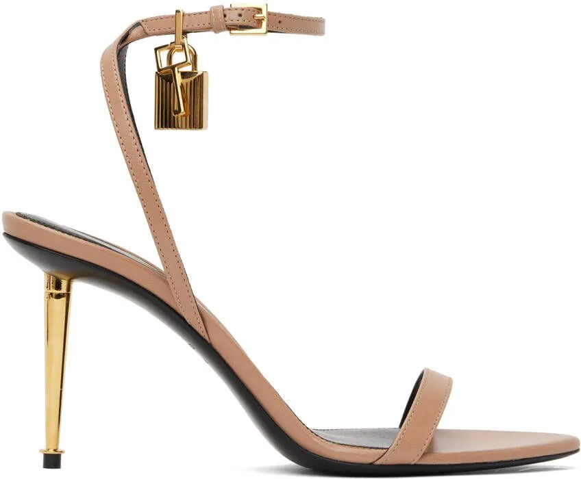 TOM FORD Taupe Padlock Pointed Naked Heeled Sandals
